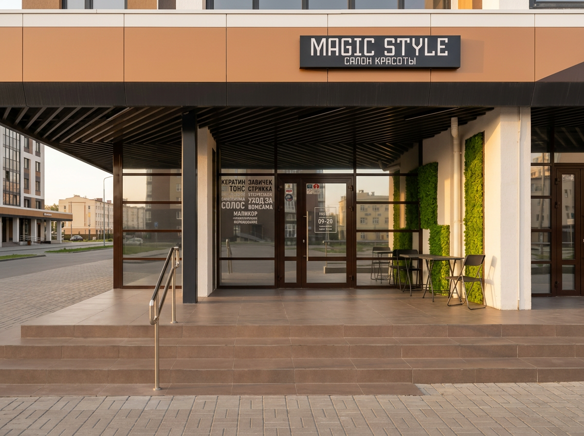 Вход в салон Magic Style на Маршала Чуйкова, 16